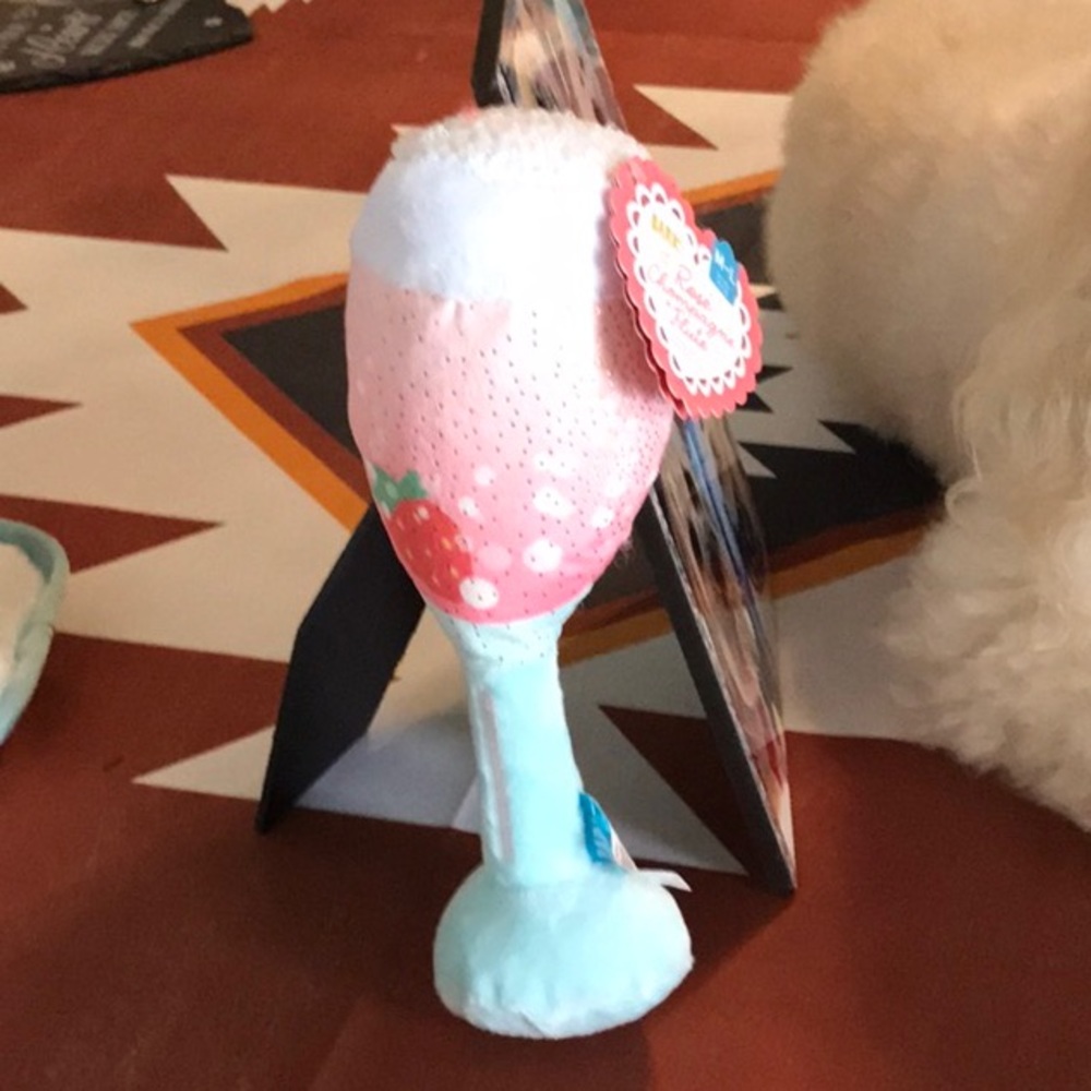 3/for $20 in a BUNDLE -BARK Rose Champagne Flute squeaker toy